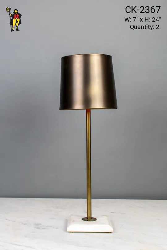 Brass Shaded Contemporary Table Lamp w/Marble Base