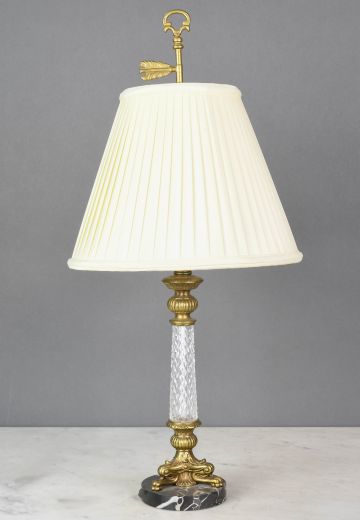 Traditional Glass & Brass One Light Table Lamp w/Marble Base