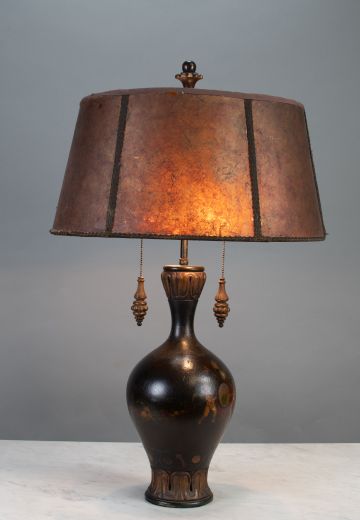 Wooden OversizeTable Lamp w/Mica Shade