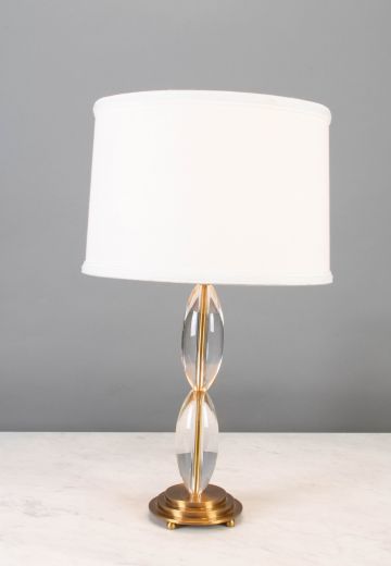 Contemporary Glass Table Lamp w/Brass Base