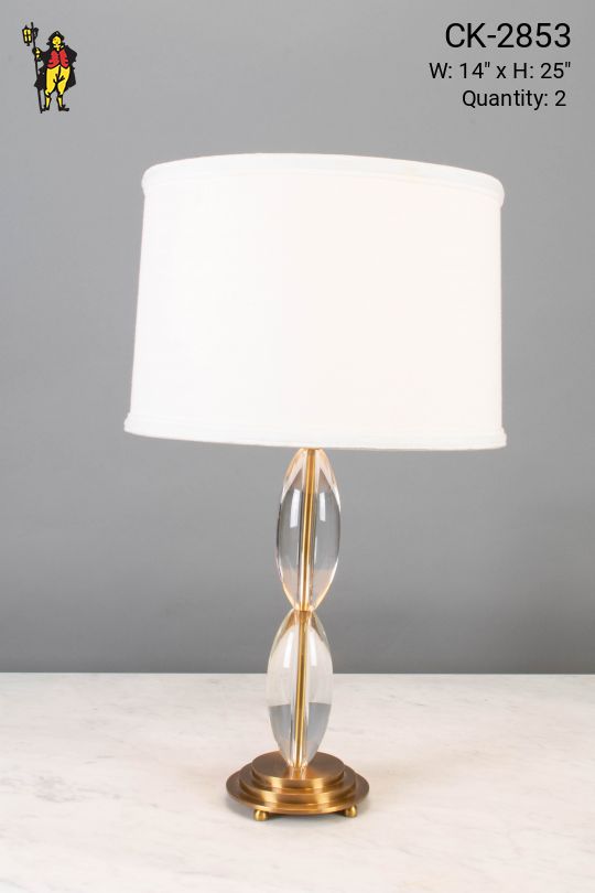 Glass Table Lamp w/Brass Base