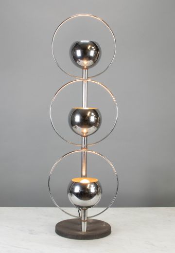 Tall Contemporary Three Light Chrome Table Lamp