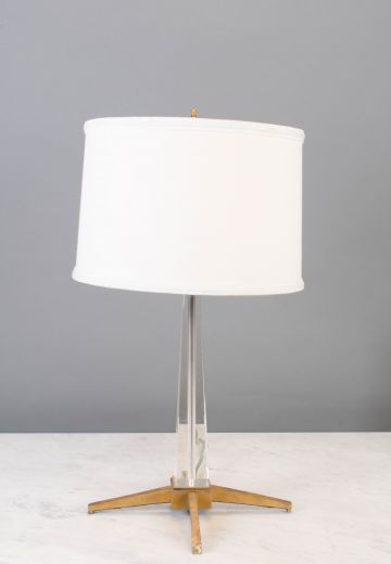 Modern Glass Table Lamp w/Brass Feet
