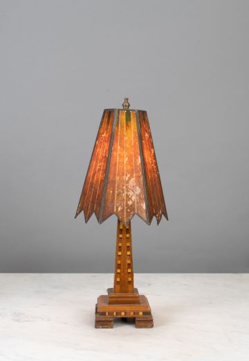 Wooden Table Lamp w/Mica Shade