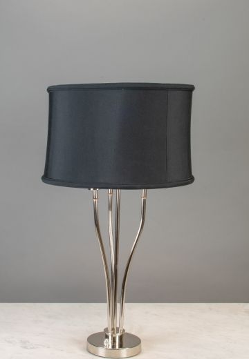 Polished Nickel Three Candle Modern Table Lamp