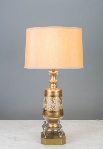 Brass & Glass Etched Table Lamp