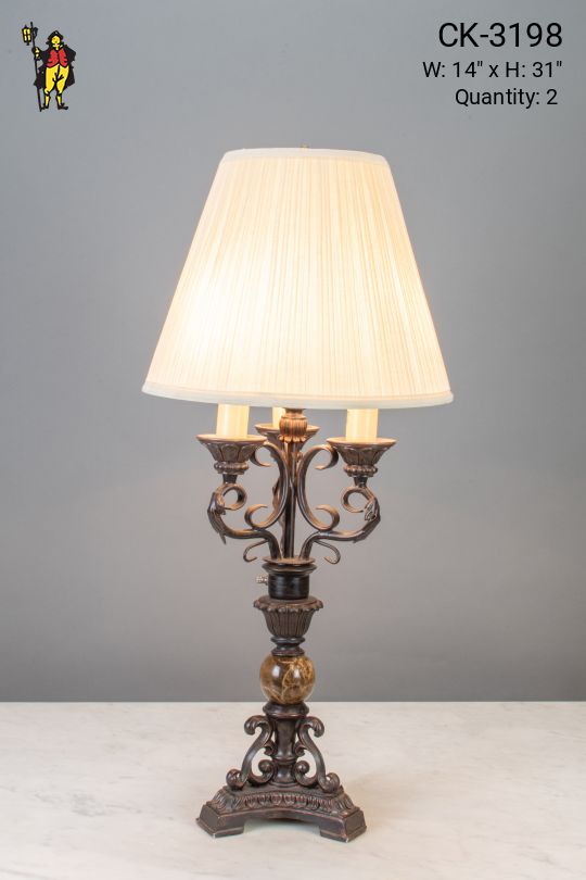 Victorian Three Candle Table Lamp