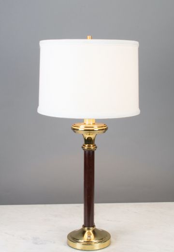 Wood & Polished Brass Traditional Table Lamp
