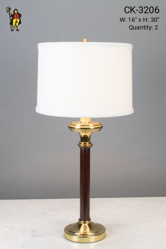 Wood & Polished Brass Traditional Table Lamp