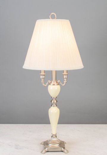 Ceramic & Nickel Three Light Table Lamp