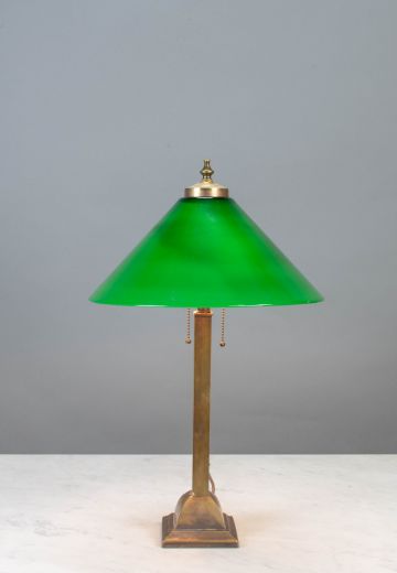 Brass Table Lamp w/Glass Shade