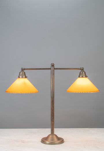 Two Light Table Lamp w/Amber Glass Shades