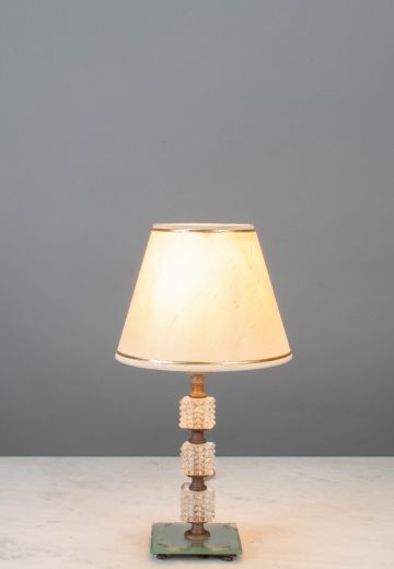 Glass & Brass Small Table Lamp