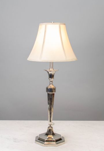 Silver Single Candle Table Lamp