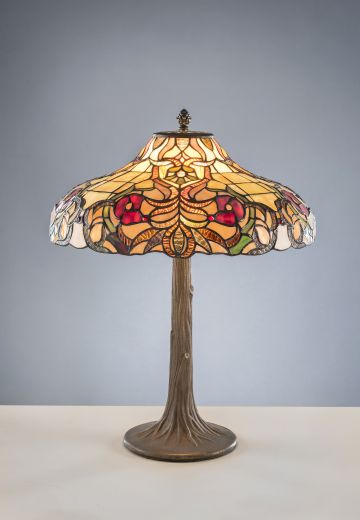 Antique Bronze Table Lamp w/Glass Shade