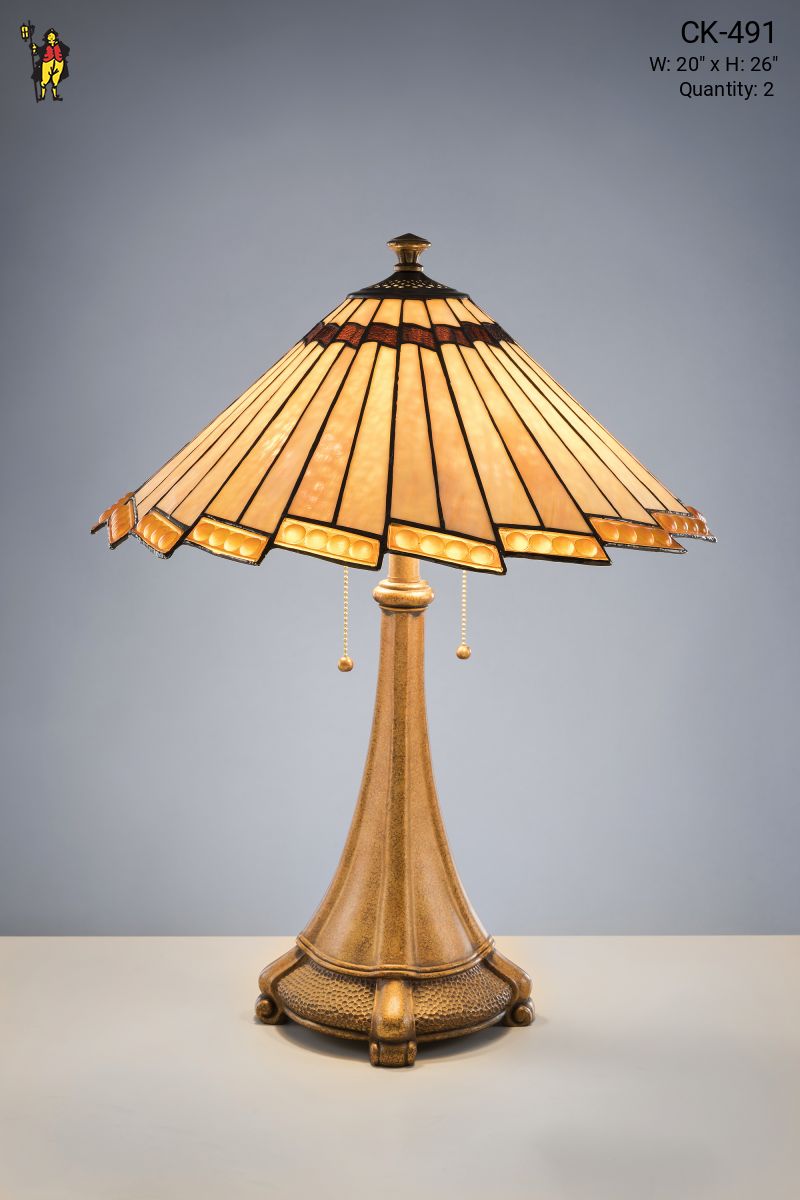 Bronze Table Lamp Wleaded Glass Shade Table Lamps Collection City Knickerbocker 