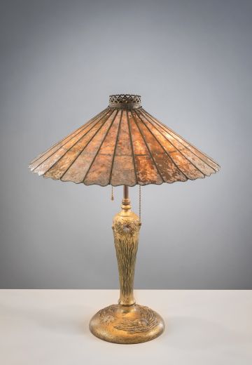 Antique Brass Table Lamp w/Mica Shade