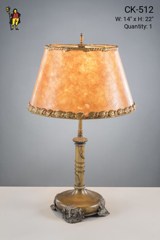 Bronze Table Lamp w/Amber Mica Lampshade
