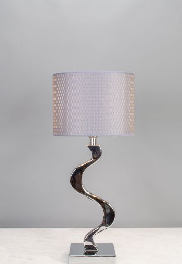 Contemporary Curved Silver Table Lamp
