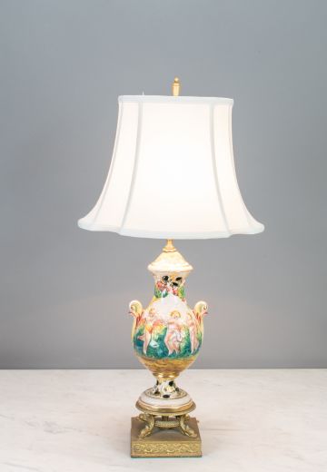 Old Painted Ceramic Table Lamp
