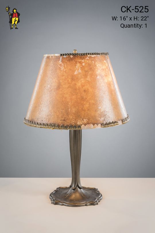 Bronze Table Lamp w/Amber Mica Lampshade