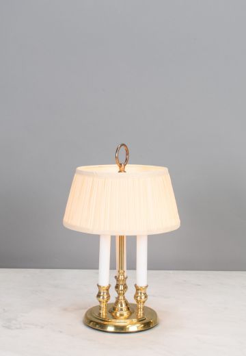 Three Candle Polished Brass Table Lamp