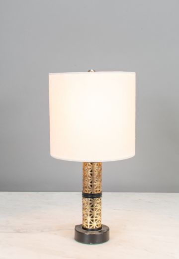 Geometic Pattern Brass Table Lamp