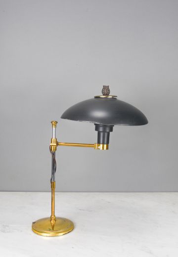 Mid-Century Black & Brass Table Lamp