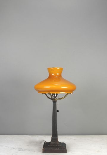 Amber Glass Shaded Art Deco Table Lamp