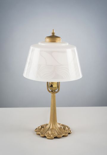 Brass Table Lamp w/White Glass Shade