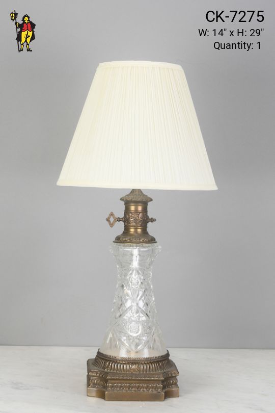 Oil Style Crystal & Brass Table Lamp