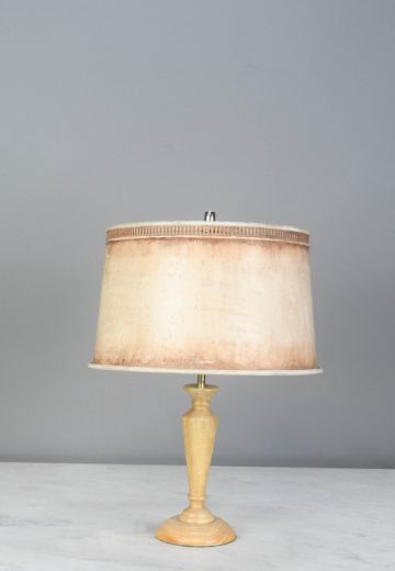 Wooden Table Lamp w/Distressed Metal Shade