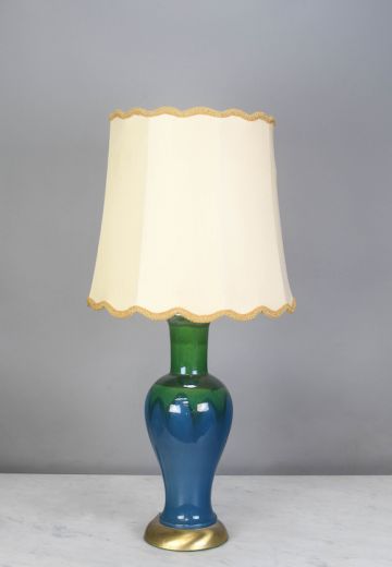 Blue & Green Ceramic Tall Table Lamp