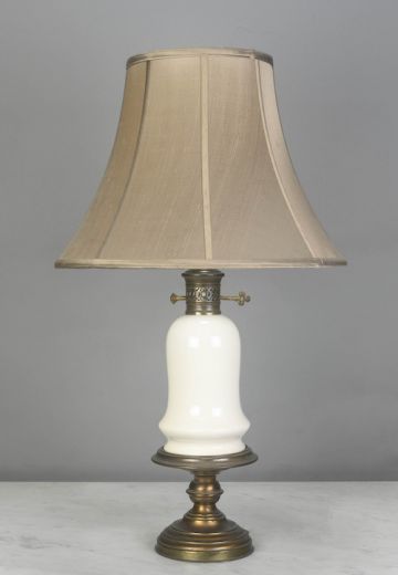 White Cermaic & Brass Table Lamp