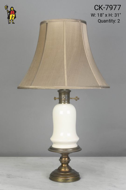 White Cermaic & Brass Table Lamp