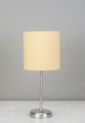 Silver Stick Lamp w/Beige Shade