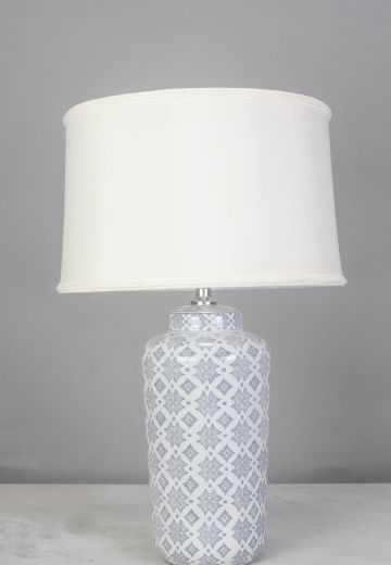 Blue & White Painted Traditional Ceramic Table Lamp