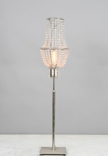 Beaded Basket Halogen Silver Table Lamp