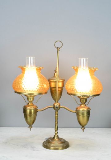 Electrified Two Light Oil Lamp