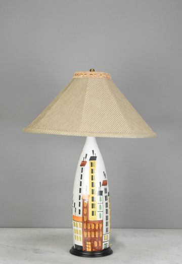 Painted Skyline Ceramic Table Lamp