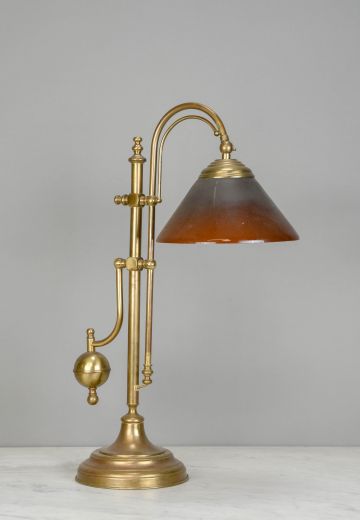 Brass Oil Style Curved Arm Table Lamp