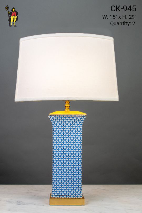 Painted Blue & White Ceramic Table Lamp