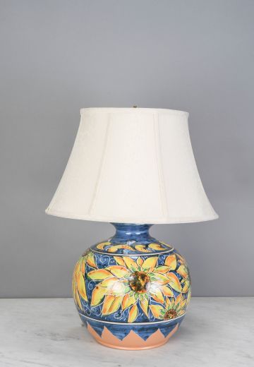 Painted Floral Blue & Yellow Table Lamp