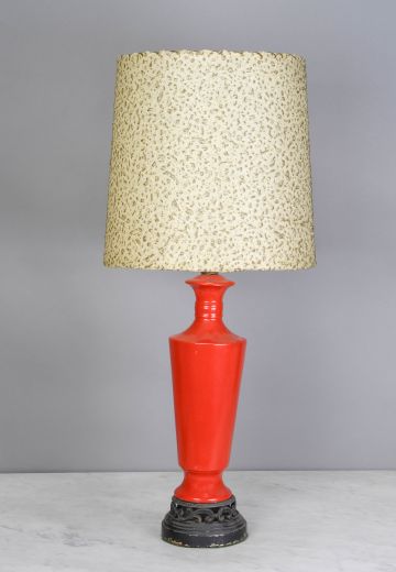 Tall Red Ceramic Table Lamp