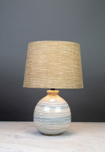 Blue & White Round Ceramic Table Lamp