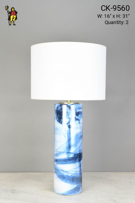 Blue & White Abstract Table Lamp