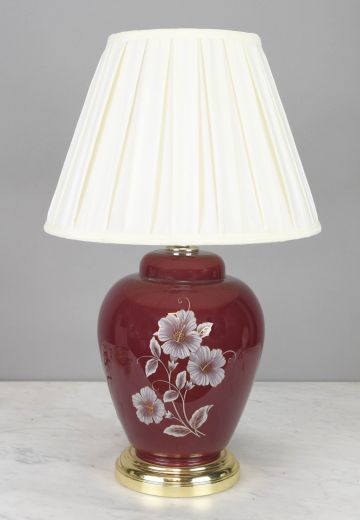 Painted Red Ceramic Table Lamp