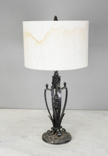 Distressed Iron Table Lamp w/Stained Shade