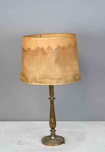 Brass Table Lamp w/Distressed Shade