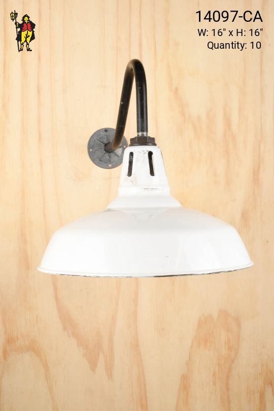 16" White Porcelain Enamel Wall Mounted RLM w/Curved Arm